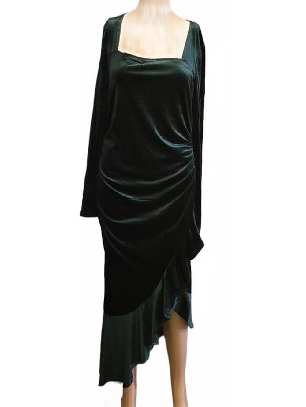 Nashalyly Women's Green Ruffle Bodycon Sexy Dress Size L